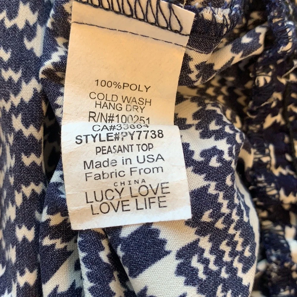 Lucy Love Navy Blue Cropped Blouse • Sz S